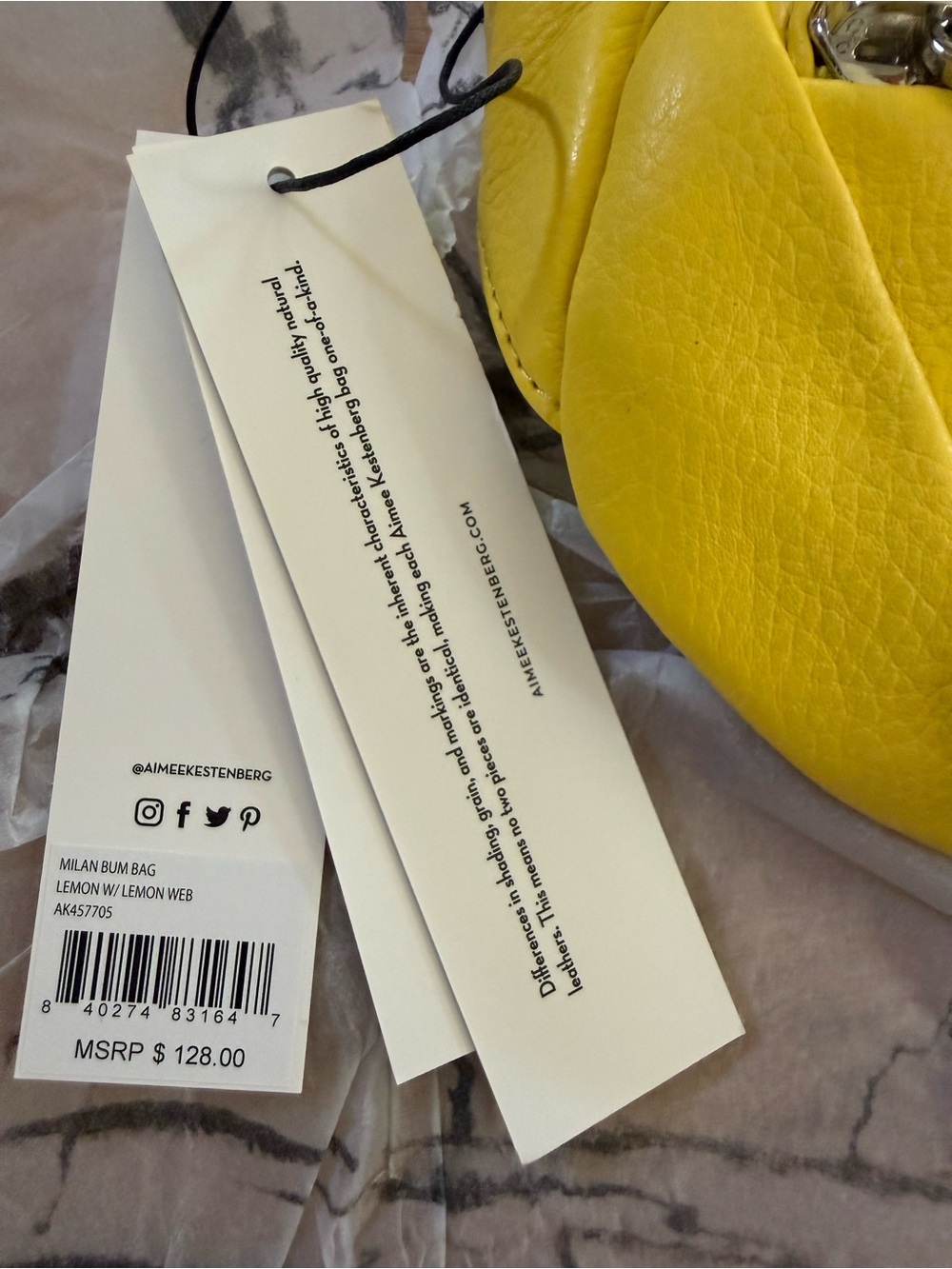 Aimee Kestenberg Milan Bag in Lemon NWT - Picture 4 of 10